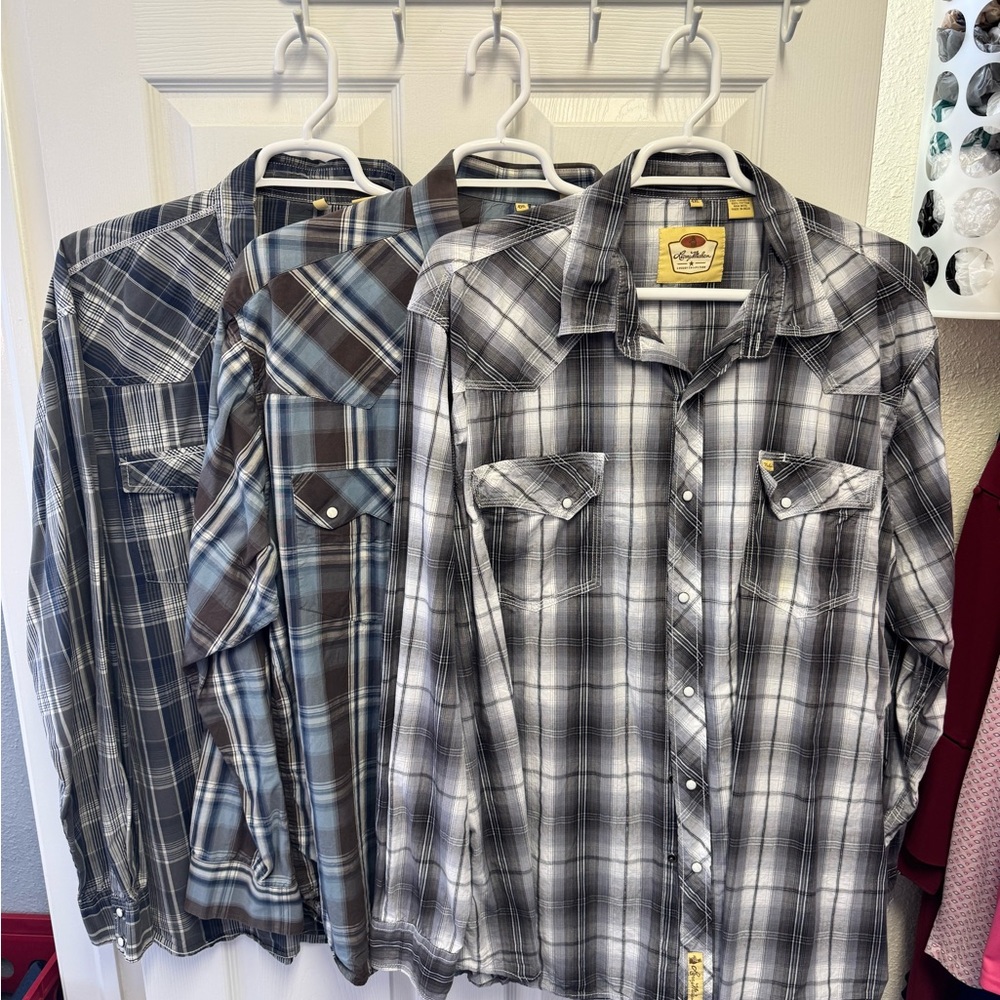 Three Larry Mahan Button Down Shirts